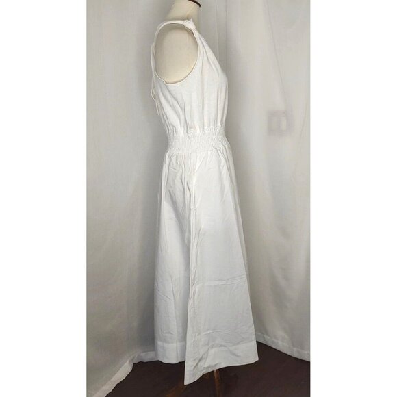 Joie Dress XL White Linen Cotton Kenzie Twist Strap Midi Summer - Picture 12 of 12